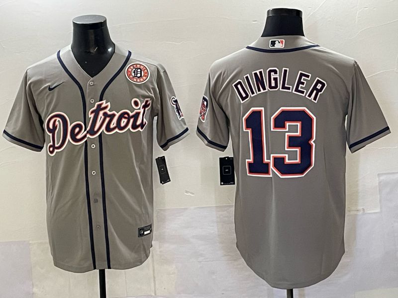 Men 2025 Detroit Tigers #13 Dingler Grey Nike MLB Jersey 07